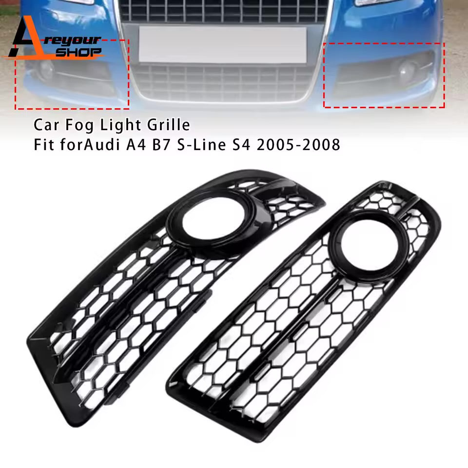 for Audi A4 B7 S- Line Front Bumper Honeycomb Fog Light Grille