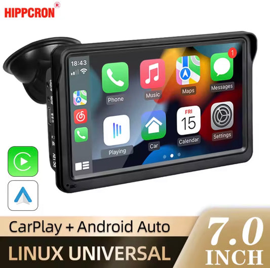 Hippcron 7 inch Apple CarPlay Android Auto Screen (Suction Mount)