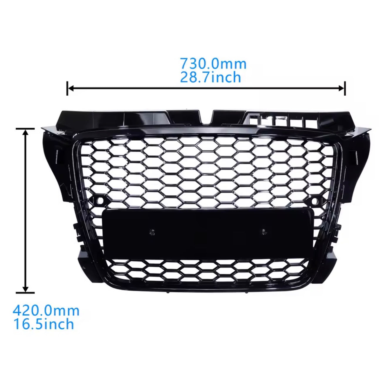 Audi A3 8P S3 RS Style Gloss Black Honeycomb Mesh Front Bumper Grille