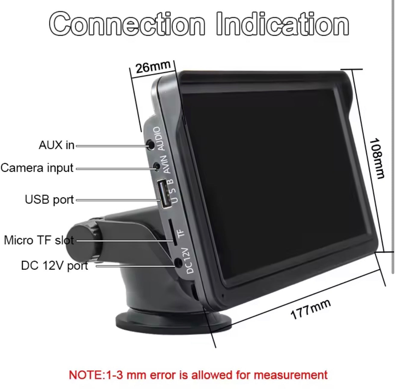 Hippcron 7 inch Apple CarPlay Android Auto Screen (Suction Mount)