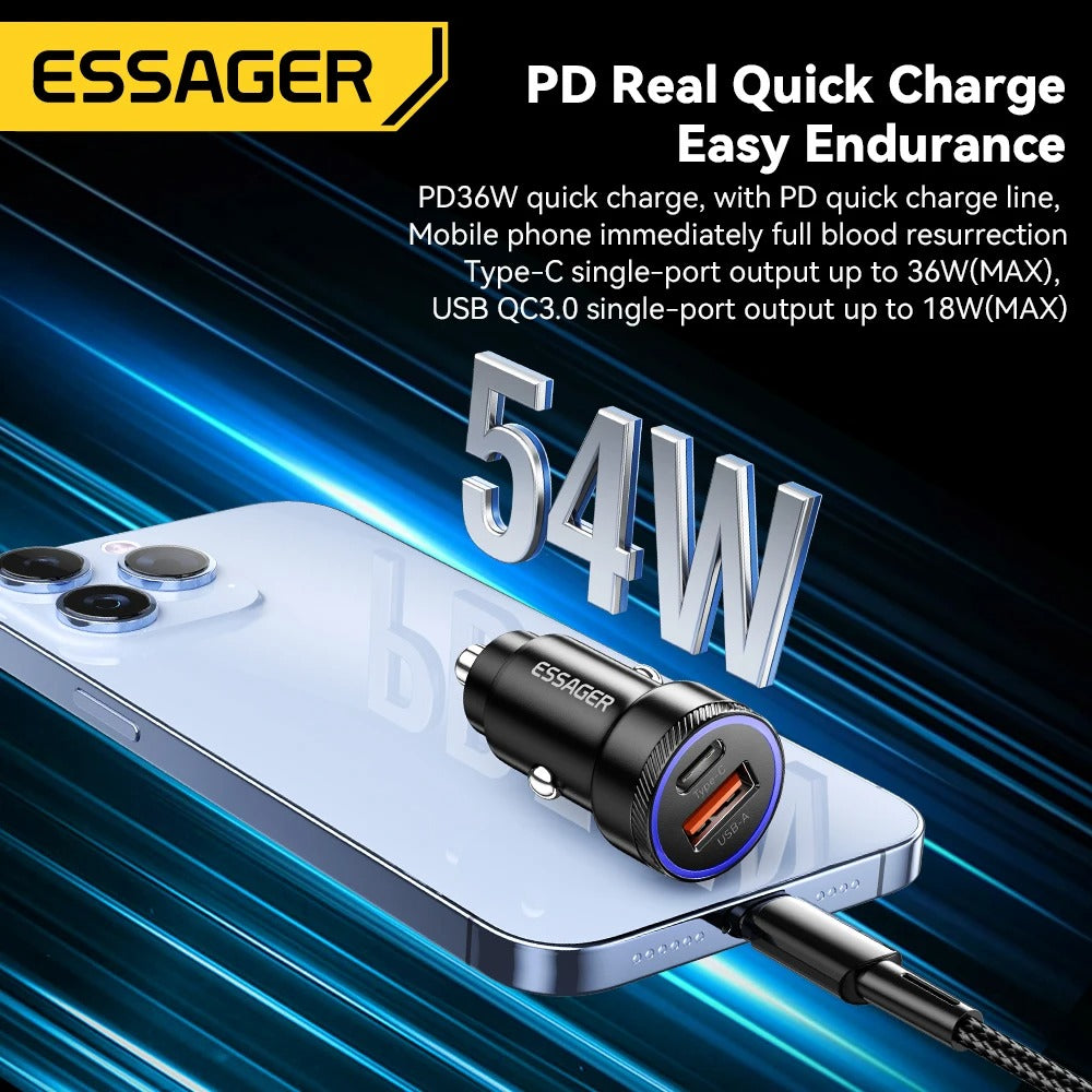 Dual USB Car Charger – Fast Charge USB-C + USB-A Port