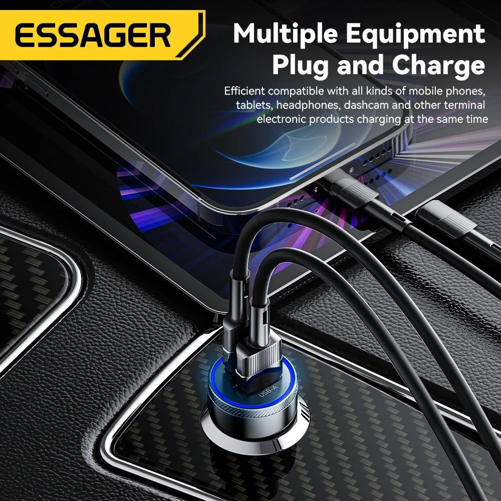Dual USB Car Charger – Fast Charge USB-C + USB-A Port