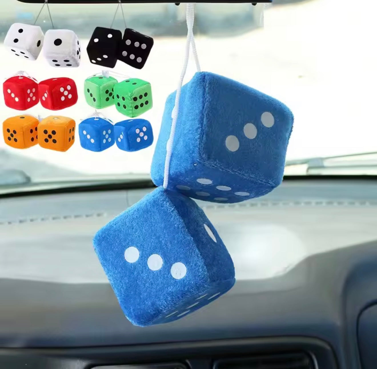 Fuzzy Dice Hanging Dice Decoration (2 pieces)