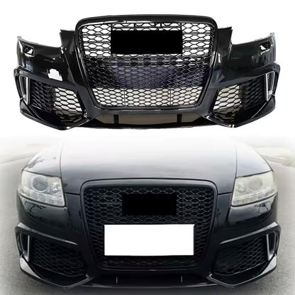 for Audi A6 C6 S6 Facelift Body Kit Front Bumper with Honeycomb Grill Upgrade to RS6