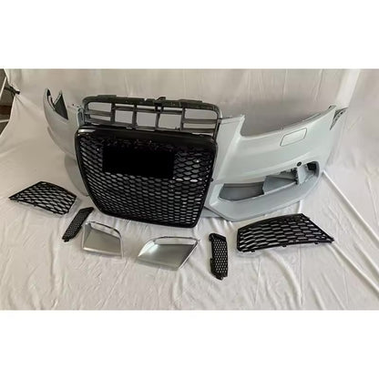 for Audi A6 C6 S6 Facelift Body Kit Front Bumper with Honeycomb Grill Upgrade to RS6