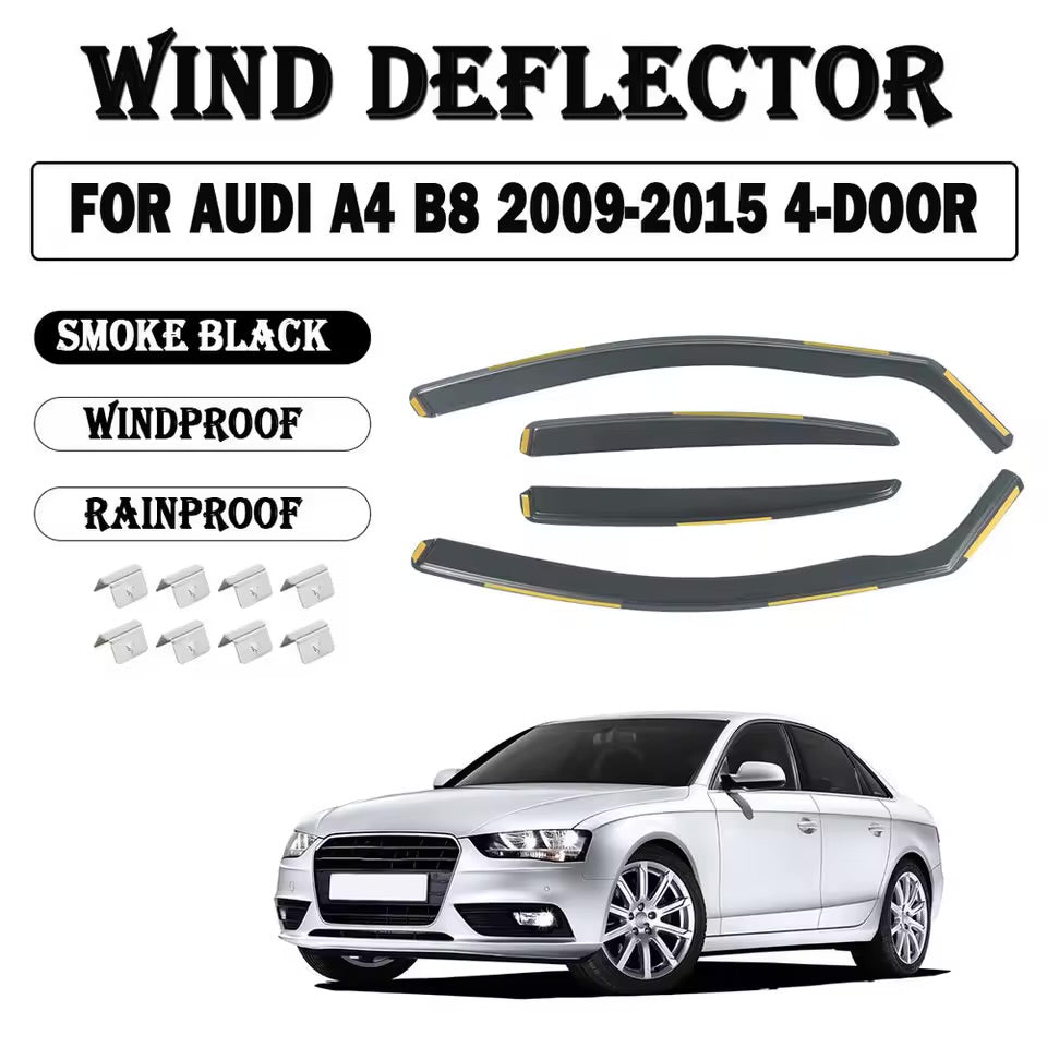 for Audi A4 B8 Smoke Black Front and Rear Wind Deflectors 4pcs