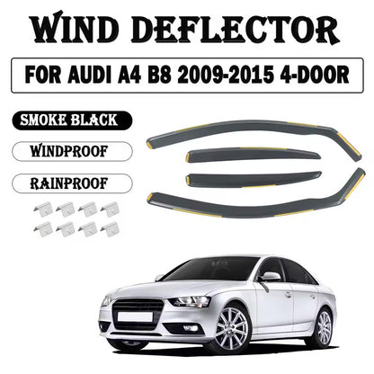 for Audi A4 B8 Smoke Black Front and Rear Wind Deflectors 4pcs