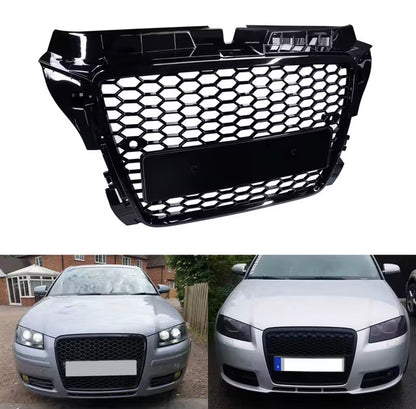 Audi A3 8P S3 RS Style Gloss Black Honeycomb Mesh Front Bumper Grille