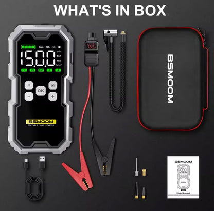 7000A Car Emergency Start Power Supply with Air Compressor, Battery Supercharger and Wireless Tire Inflator 12V Auto Jumper box