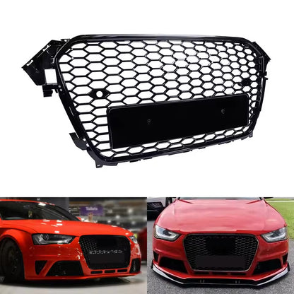 for Audi A4 S4 B8 2013-2015 Front Bumper Grill Gloss Black Honeycomb Mesh
