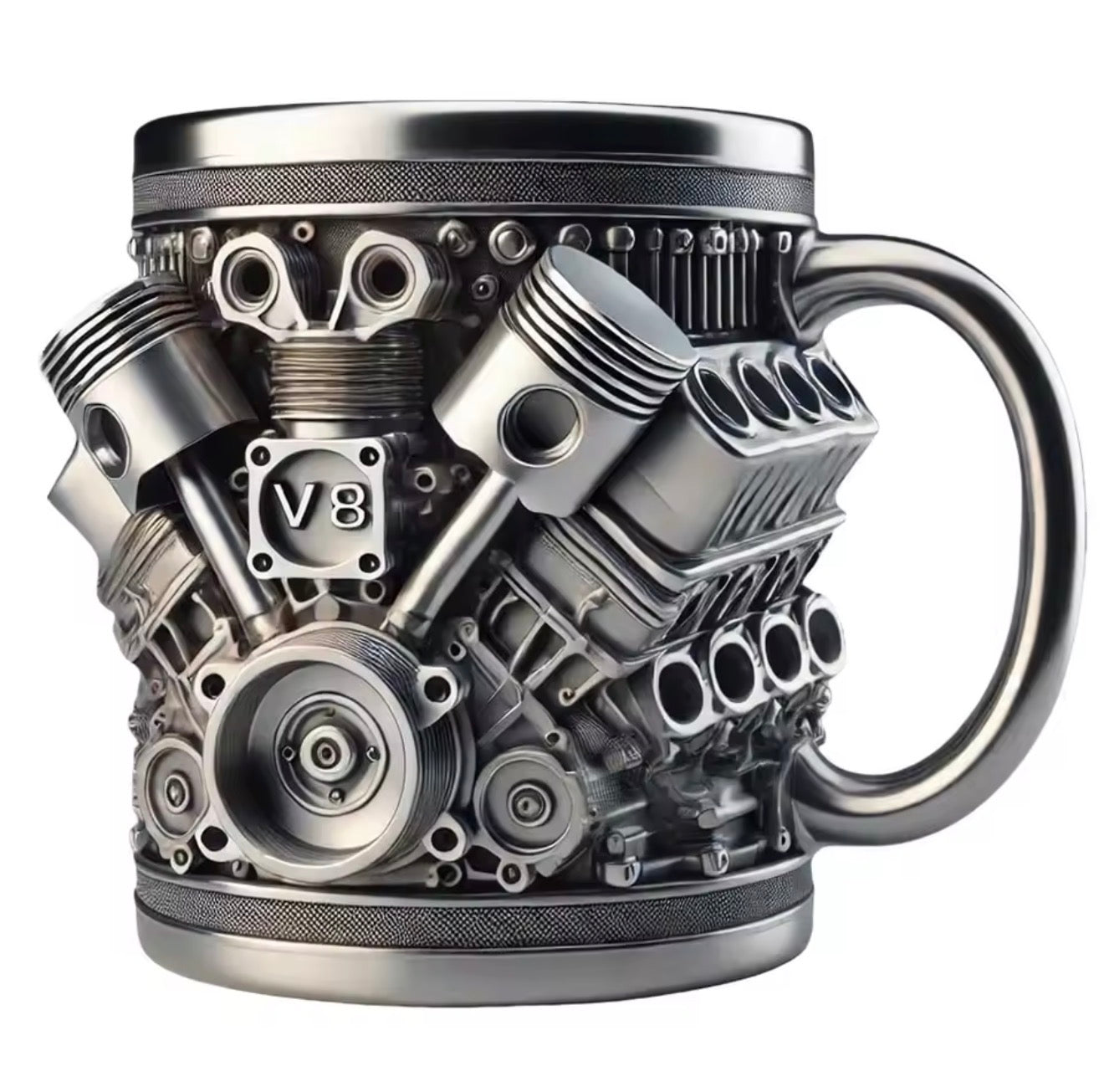 Stainless Steel V6/V8 Engine Style Mug