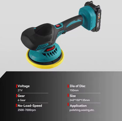 Electric Car Polisher Wax Machine 6 Gears Cordless Auto 7000RPM 21V