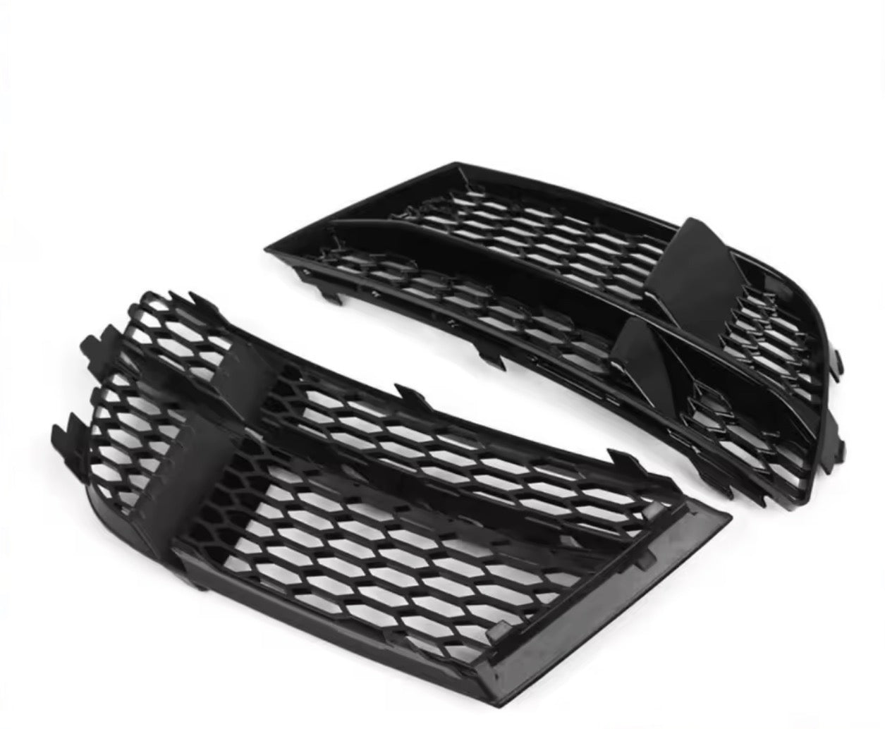 for Audi A3 S3 8V S Line - Gloss Black Honeycomb Sport Front Bumper Fog Lamp Grills (2 Piece, Pair)