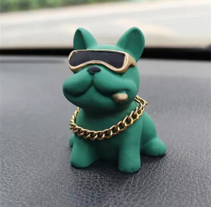 Gangster Bulldog Dash Ornament Bobblehead Gold Chain