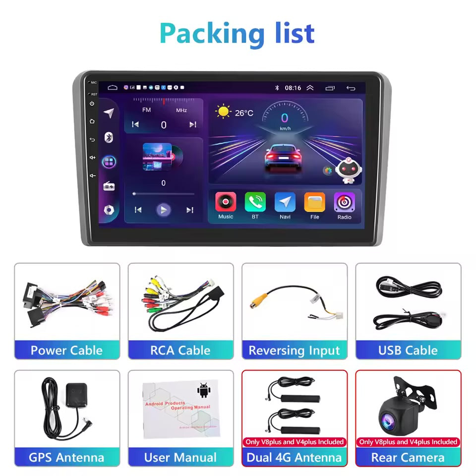 9” Android Wireless CarPlay & Android Auto Car Radio for Audi A3 8P S3 RS3 (2003–2012)