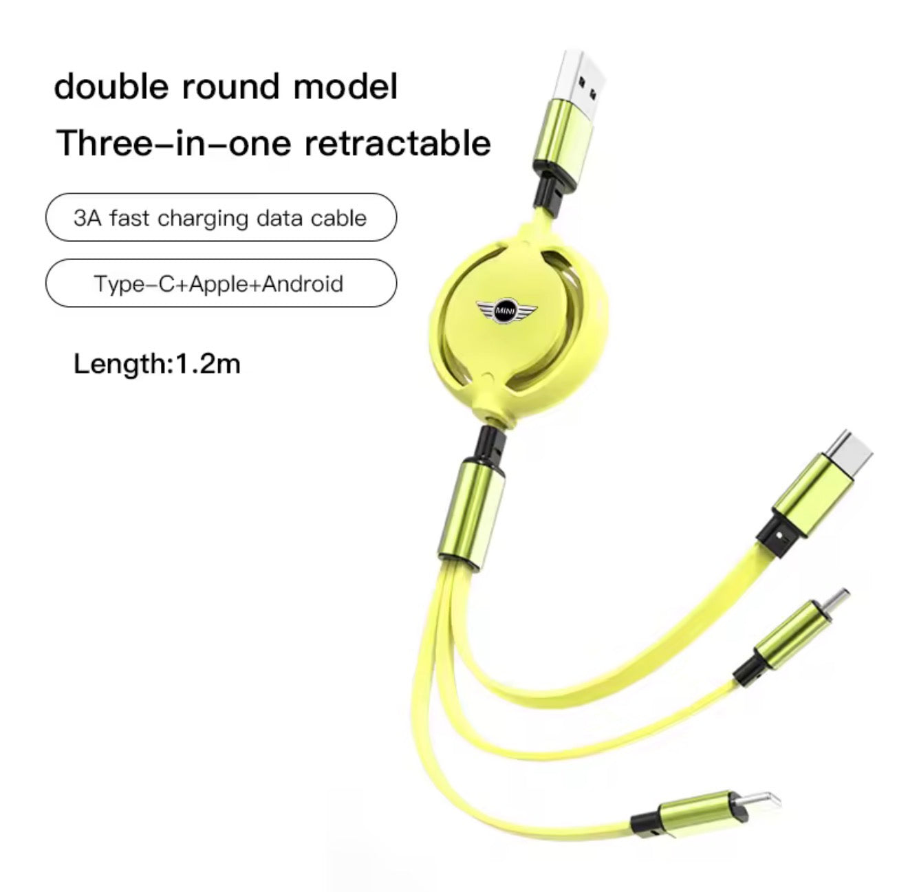 for MINI 3 in 1 USB 3A Fast Charging Cable (6 Colours)