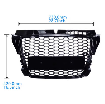Audi A3 8P S3 RS Style Gloss Black Honeycomb Mesh Front Bumper Grille