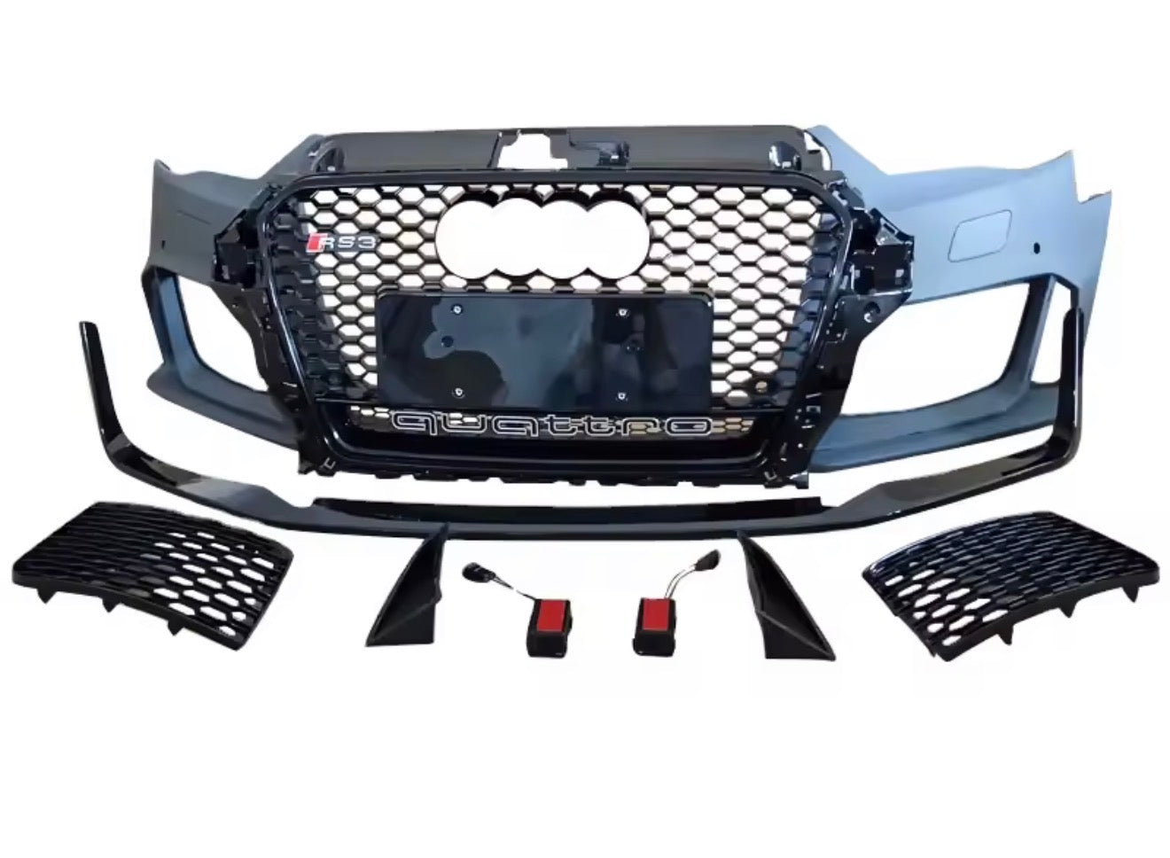 for Audi A3, S3 (8V) - Facelift Front Bumper with Grills RS3 Style Body Kit
