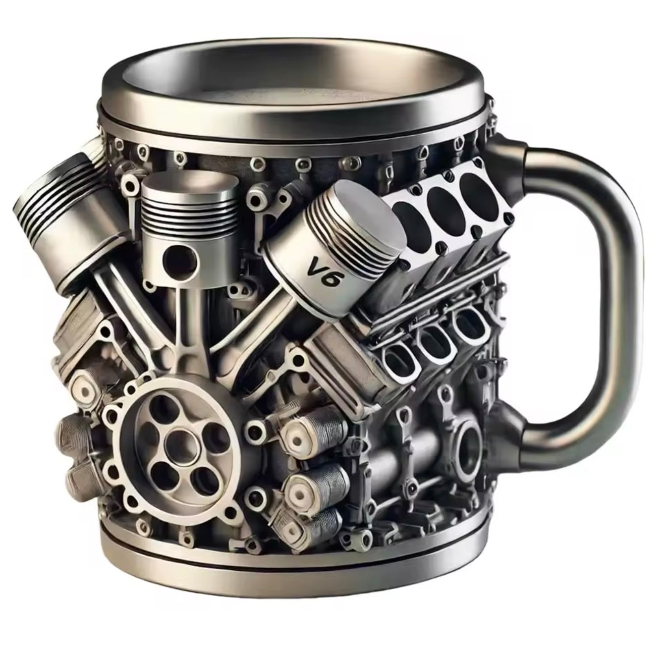 Stainless Steel V6/V8 Engine Style Mug
