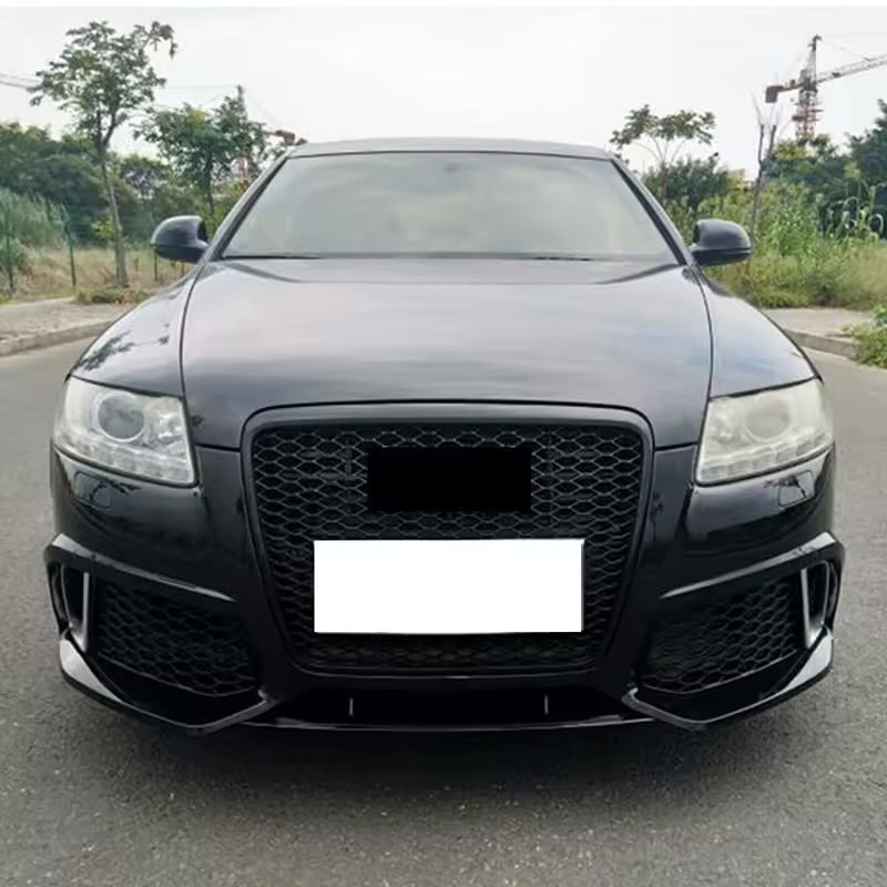 for Audi A6 C6 S6 Facelift Body Kit Front Bumper with Honeycomb Grill Upgrade to RS6