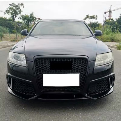 for Audi A6 C6 S6 Facelift Body Kit Front Bumper with Honeycomb Grill Upgrade to RS6
