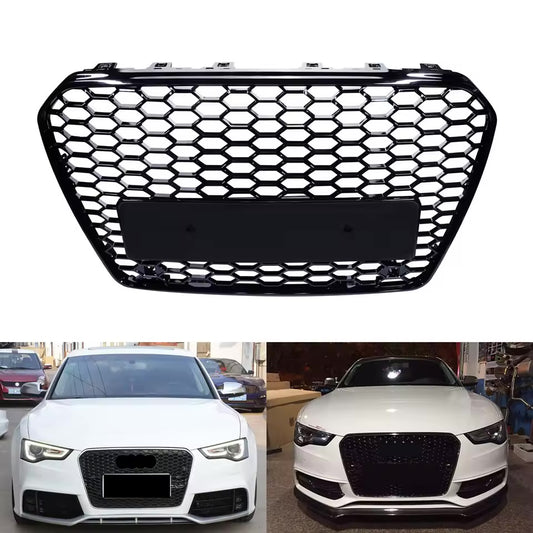 for Audi A5 S5 8T Gloss Black Honeycomb Mesh Front Bumper Grill