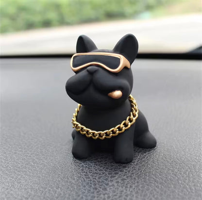 Gangster Bulldog Dash Ornament Bobblehead Gold Chain