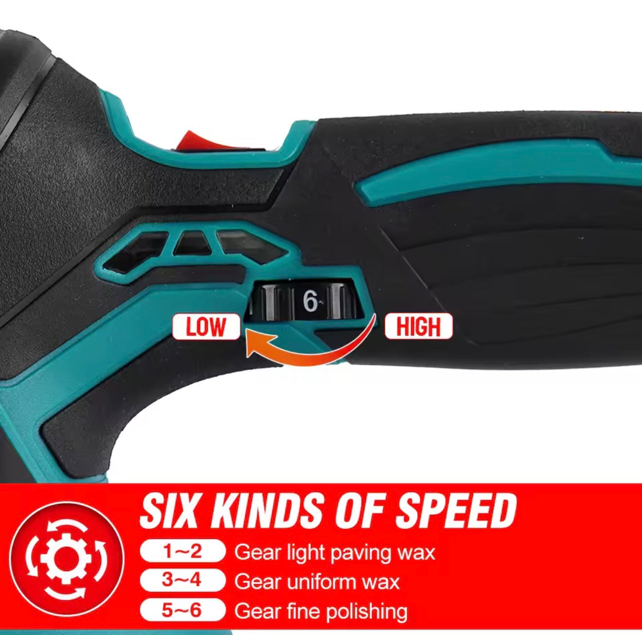 Electric Car Polisher Wax Machine 6 Gears Cordless Auto 7000RPM 21V