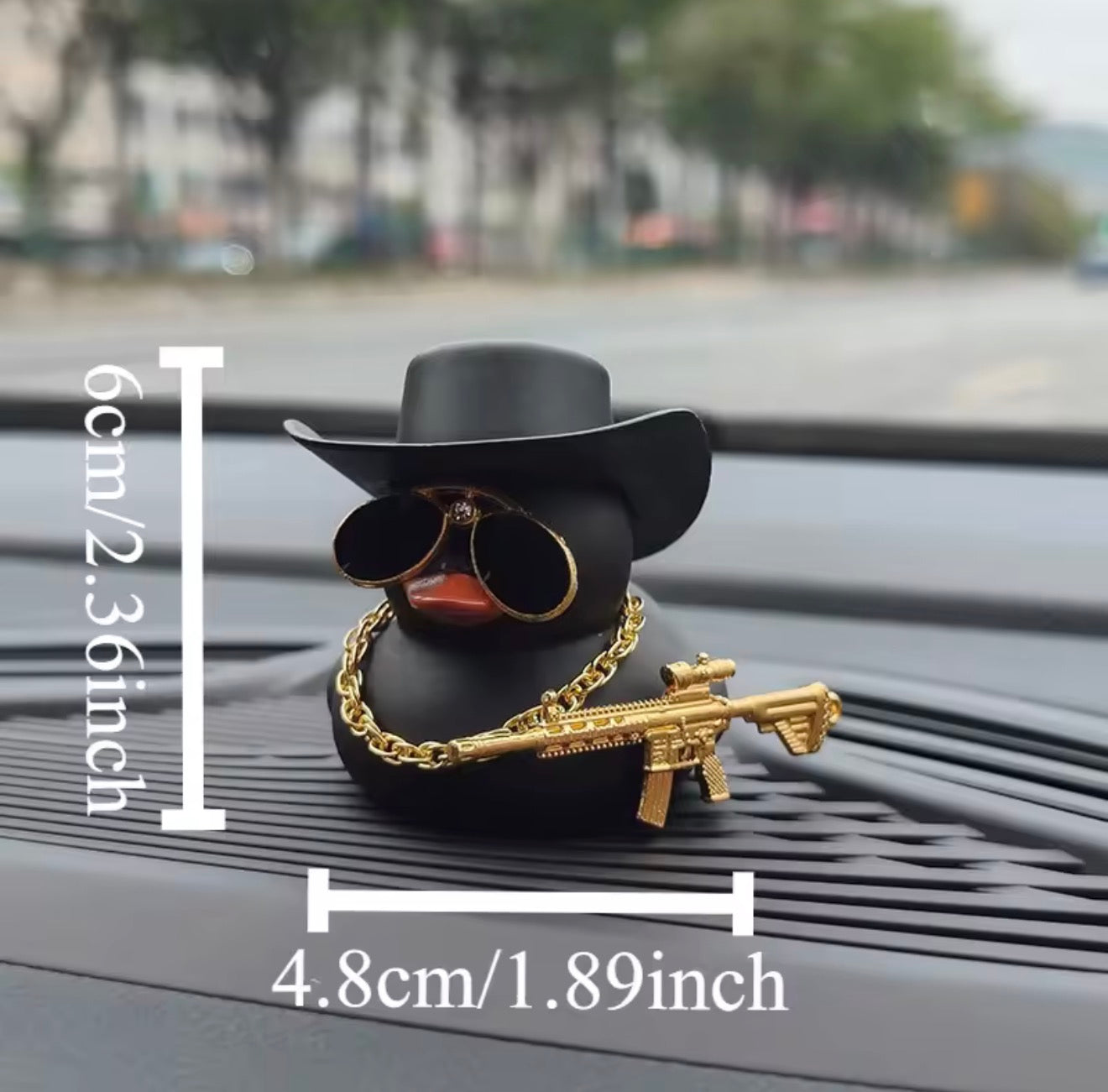 Gangster Duck Dash Ornament Bobblehead Gold AR