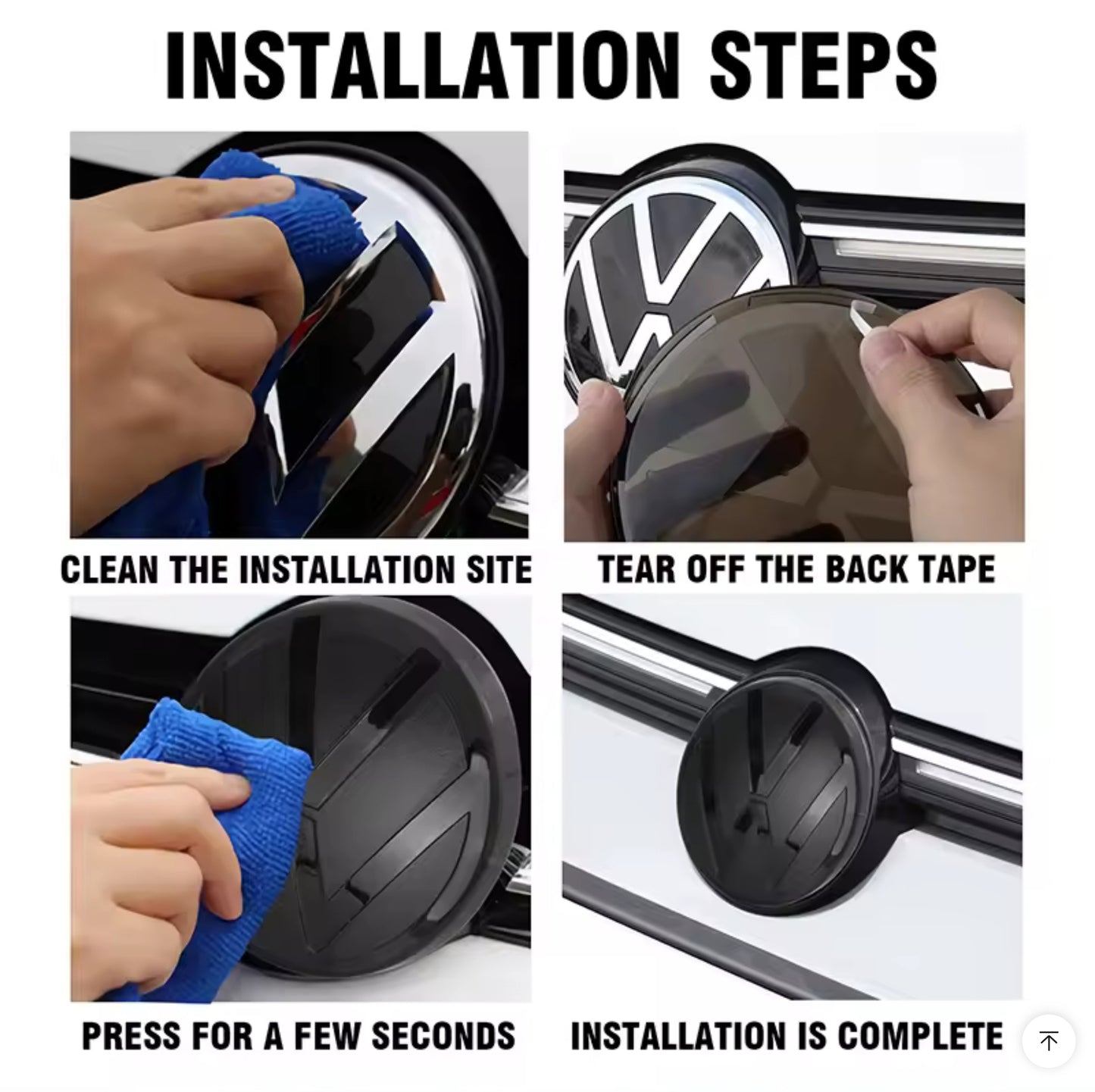 Black for Volkswagen VW Badge Logo (2 pieces Front & Rear)