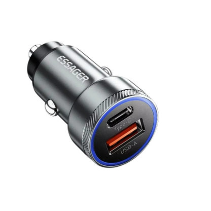 Dual USB Car Charger – Fast Charge USB-C + USB-A Port