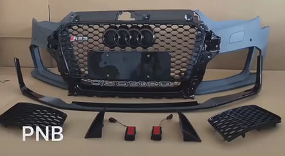 for Audi A3, S3 (8V) - Facelift Front Bumper with Grills RS3 Style Body Kit